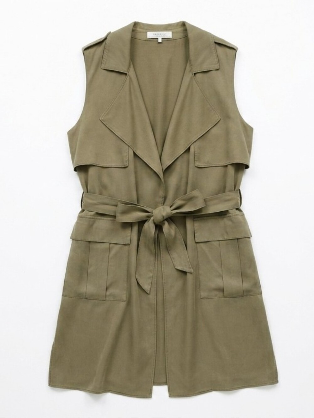 Trafaluc by Zara Olive Green Sleeveless Trench Vest